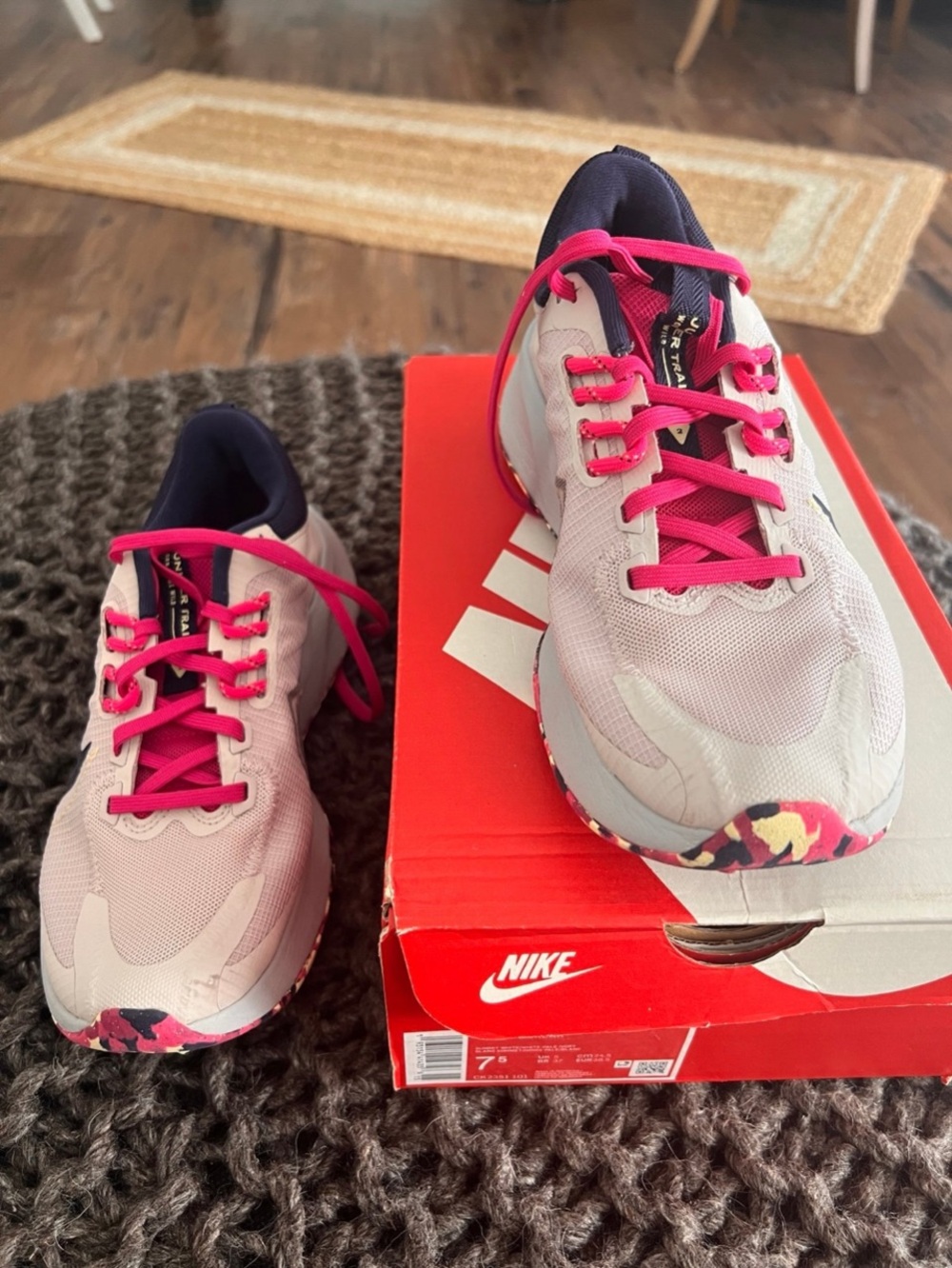 Nike Light Pink Sneakers with Hot Pink Laces and Navy Interiors